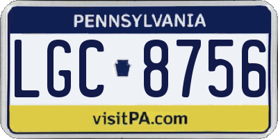 PA license plate LGC8756