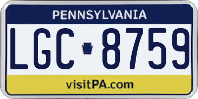PA license plate LGC8759