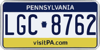 PA license plate LGC8762
