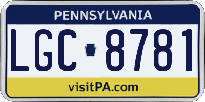 PA license plate LGC8781