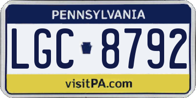 PA license plate LGC8792