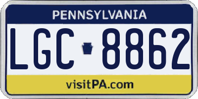 PA license plate LGC8862