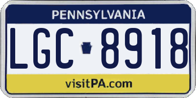 PA license plate LGC8918