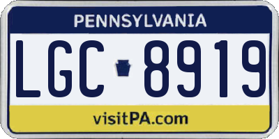 PA license plate LGC8919