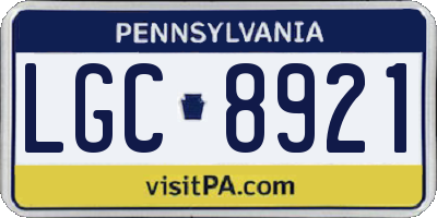 PA license plate LGC8921