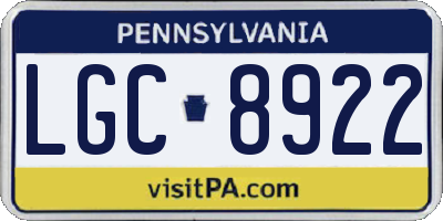 PA license plate LGC8922