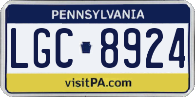 PA license plate LGC8924