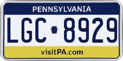 PA license plate LGC8929