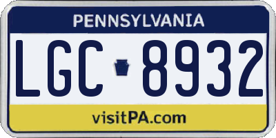 PA license plate LGC8932