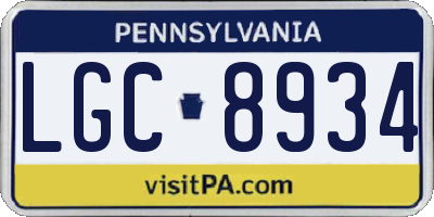 PA license plate LGC8934