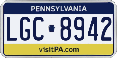 PA license plate LGC8942