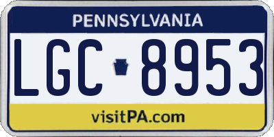 PA license plate LGC8953