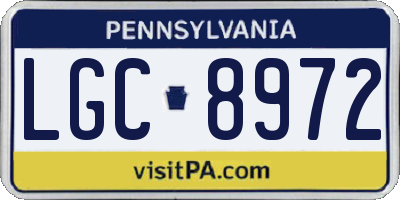 PA license plate LGC8972