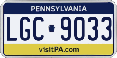 PA license plate LGC9033