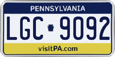 PA license plate LGC9092
