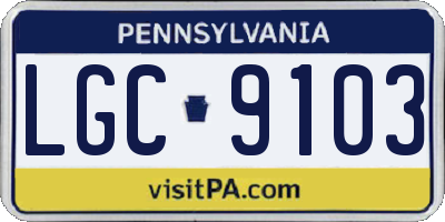 PA license plate LGC9103