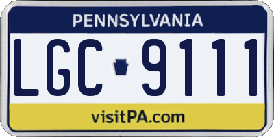 PA license plate LGC9111