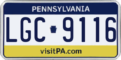 PA license plate LGC9116