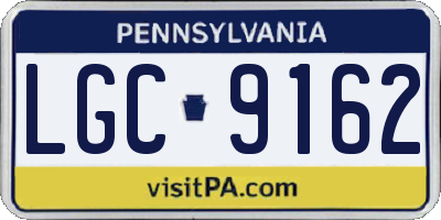 PA license plate LGC9162