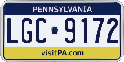 PA license plate LGC9172