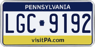 PA license plate LGC9192