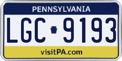 PA license plate LGC9193