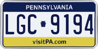 PA license plate LGC9194