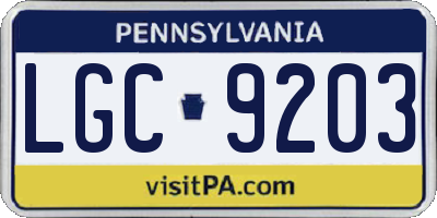 PA license plate LGC9203