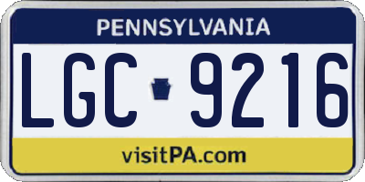 PA license plate LGC9216