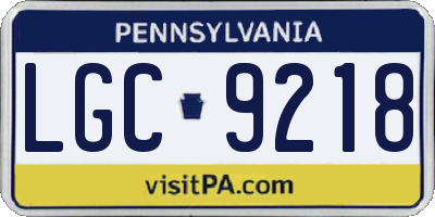PA license plate LGC9218