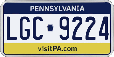 PA license plate LGC9224
