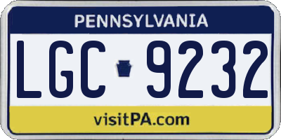 PA license plate LGC9232