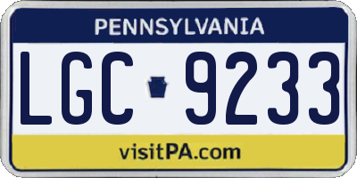PA license plate LGC9233