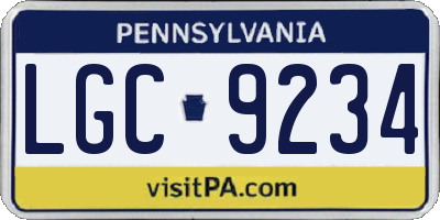 PA license plate LGC9234