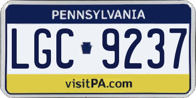 PA license plate LGC9237