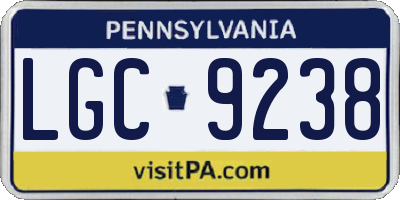 PA license plate LGC9238