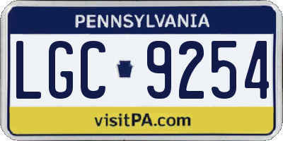 PA license plate LGC9254