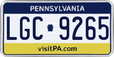 PA license plate LGC9265