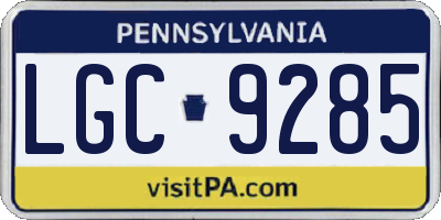 PA license plate LGC9285