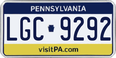PA license plate LGC9292