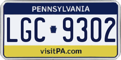 PA license plate LGC9302