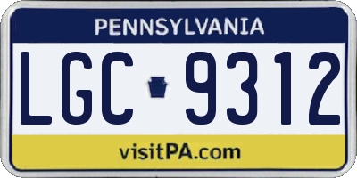 PA license plate LGC9312