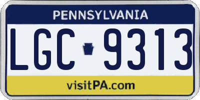 PA license plate LGC9313