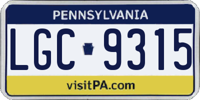 PA license plate LGC9315
