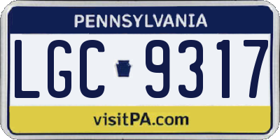 PA license plate LGC9317