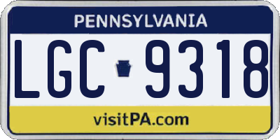PA license plate LGC9318