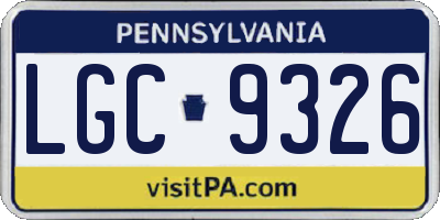 PA license plate LGC9326