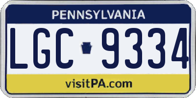 PA license plate LGC9334