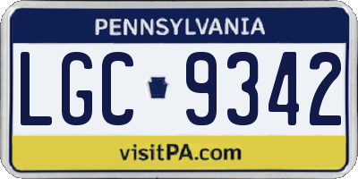 PA license plate LGC9342