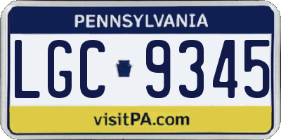 PA license plate LGC9345